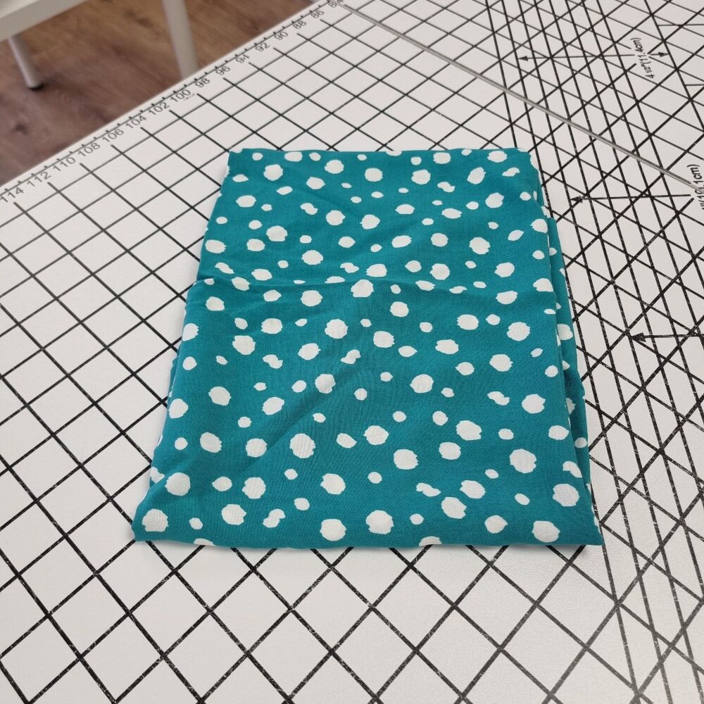 Ink Spots Turquoise Viscose - REMNANT - 52cm x 140cm