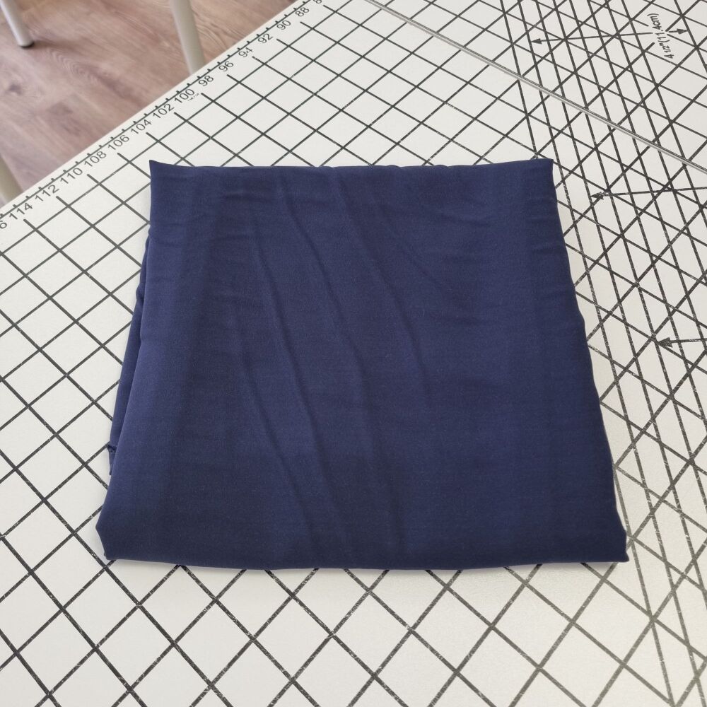 Navy Plain Viscose - REMNANT - 130cm x 140cm