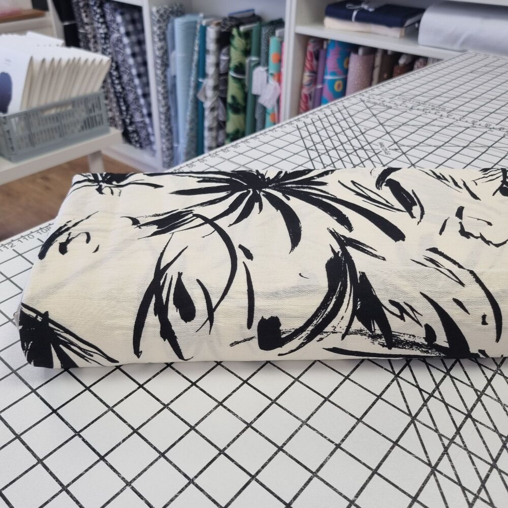 Cream Calligraphy - Viscose