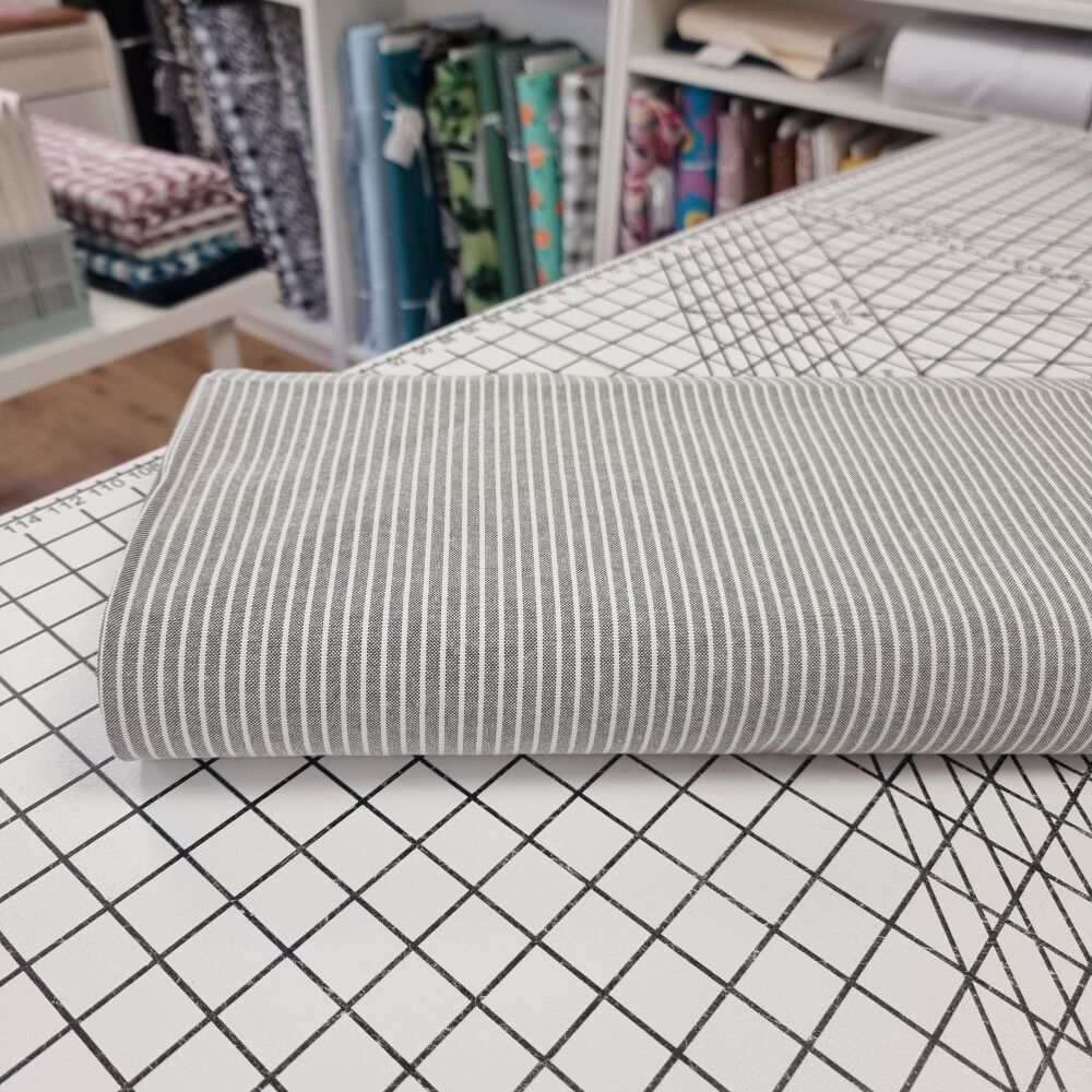 Charcoal Stripe - Cotton Linen Mix