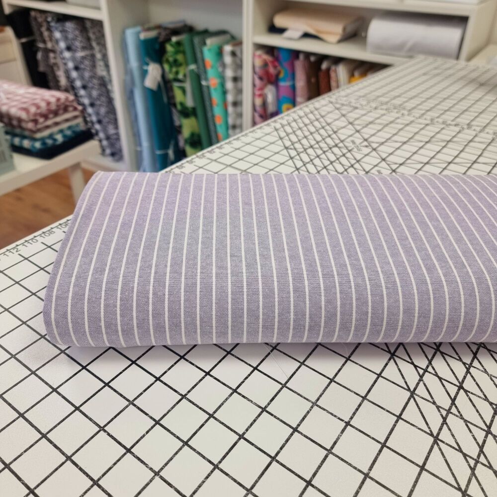 Lavender Stripe - Cotton Linen Mix