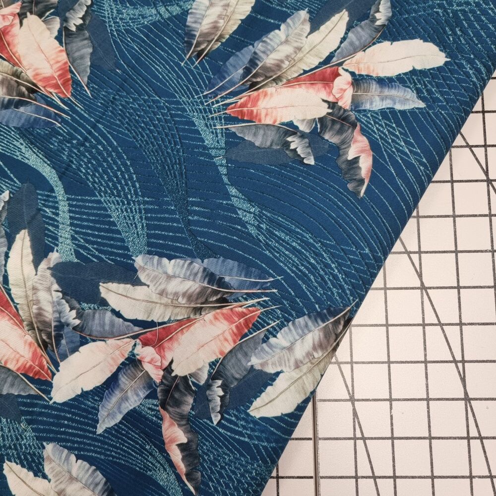Large Leaves Petrol - Viscose