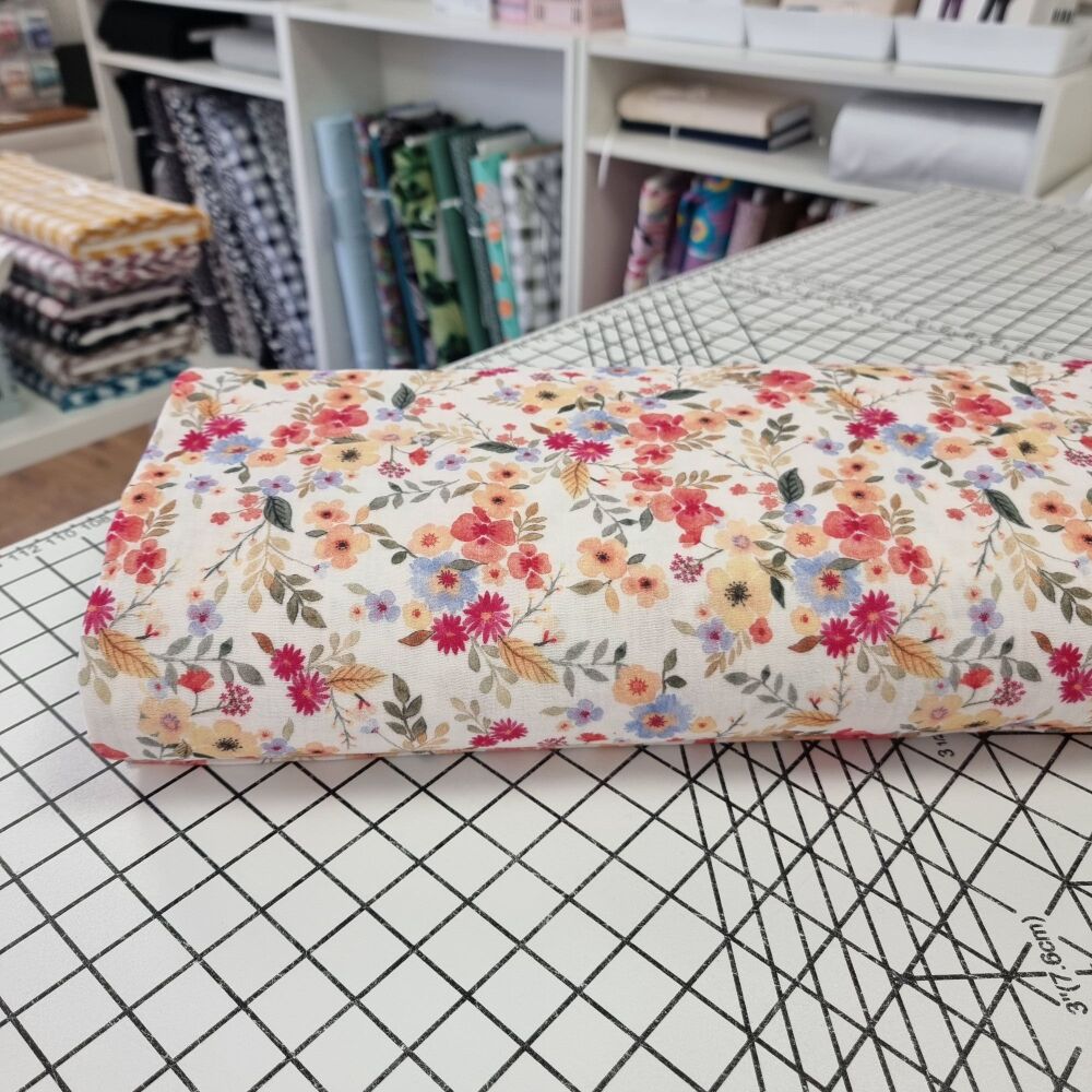 Soft Autumn Flowers - Double Gauze