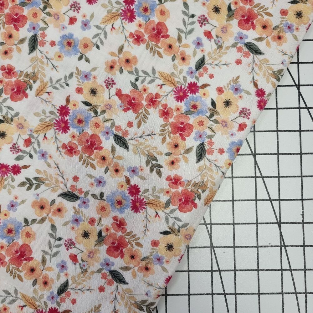 Soft Autumn Flowers - Double Gauze