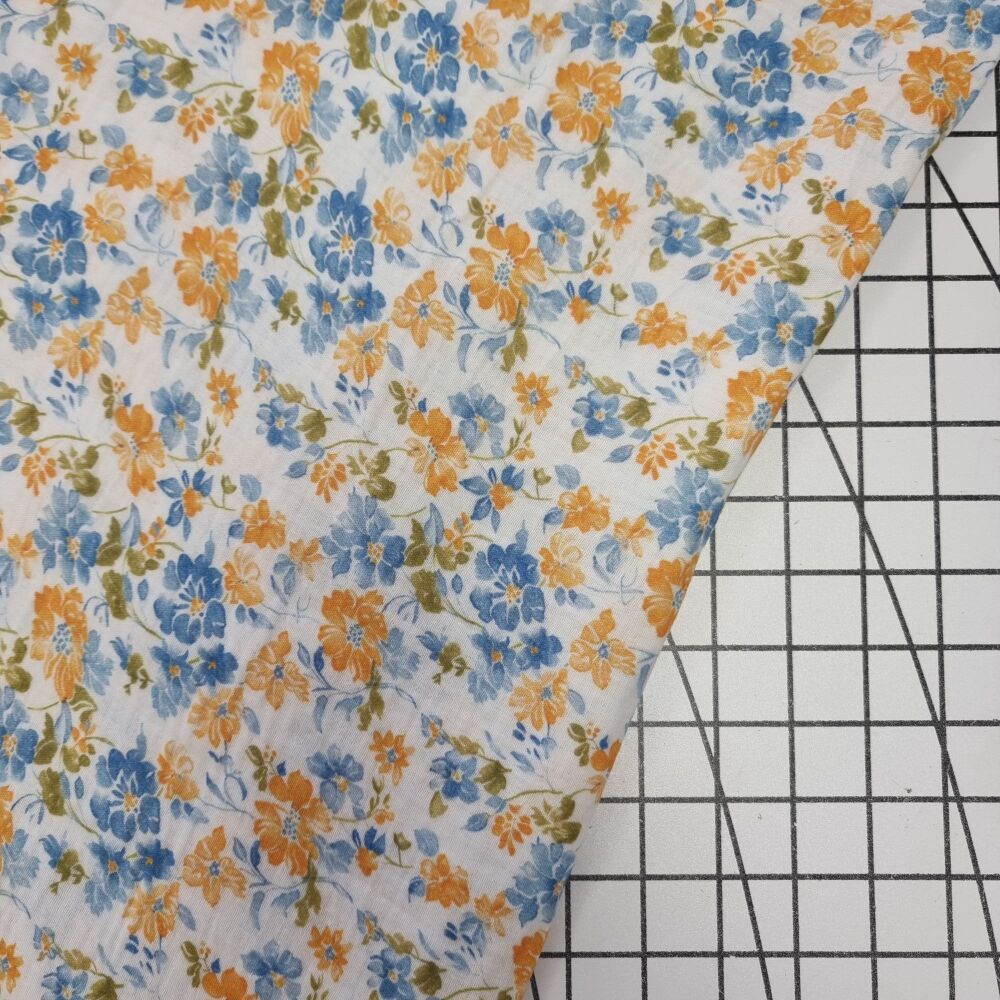 White & Yellow Flowers - Double Gauze