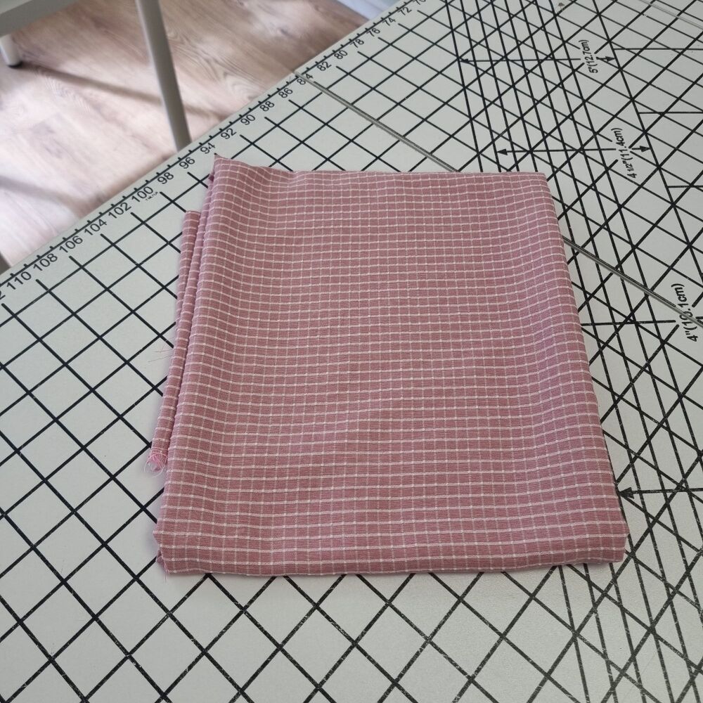 Pink Check Polyviscose - REMNANT - 80cm x 145cm