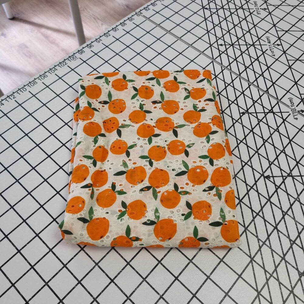 Oranges Broderie Anglaise - REMNANT - 100cm x 140cm