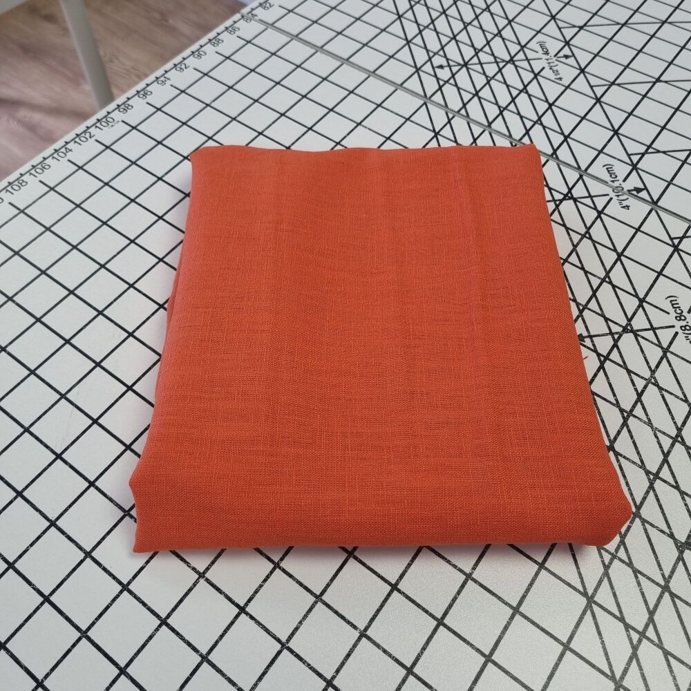 Rust Plain Linen - REMNANT - 112cm x 140cm