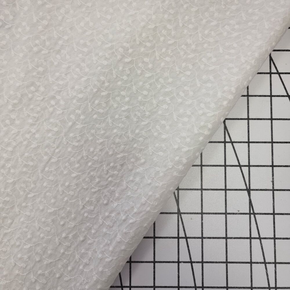 Cream - Embroidered Cotton Lawn