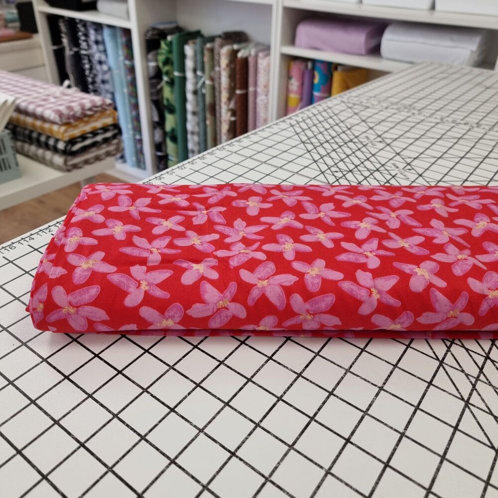 Red Star Flower - Cotton Lawn