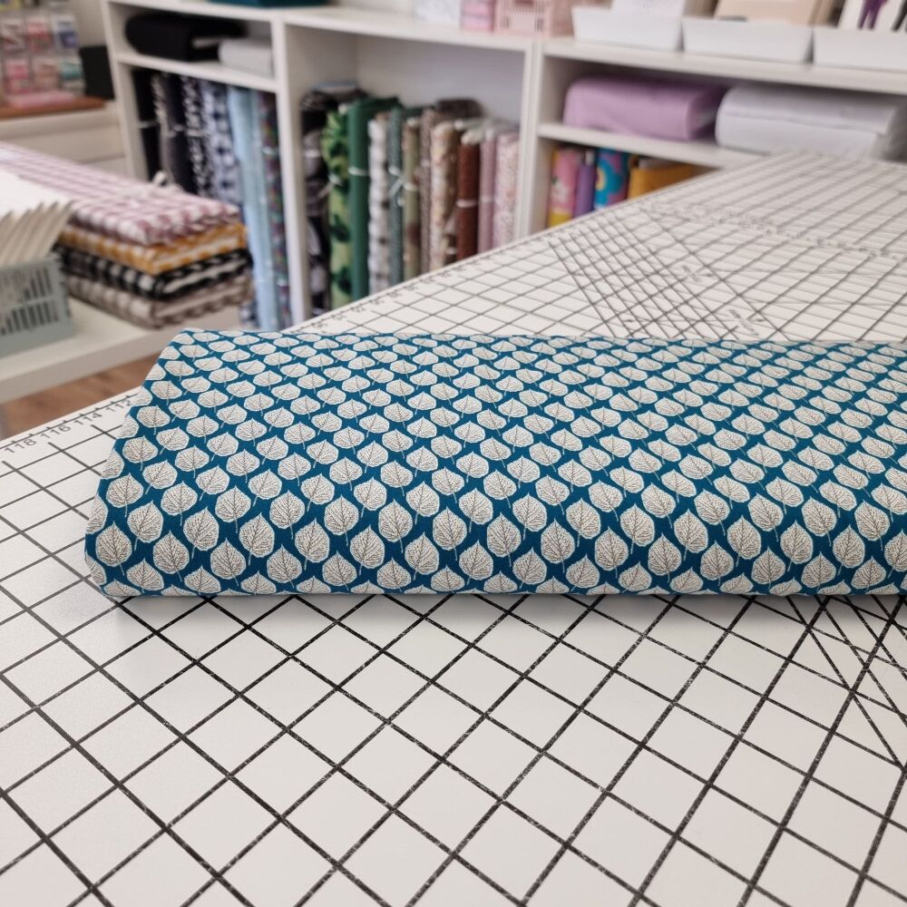 Teal Leaves - Viscose