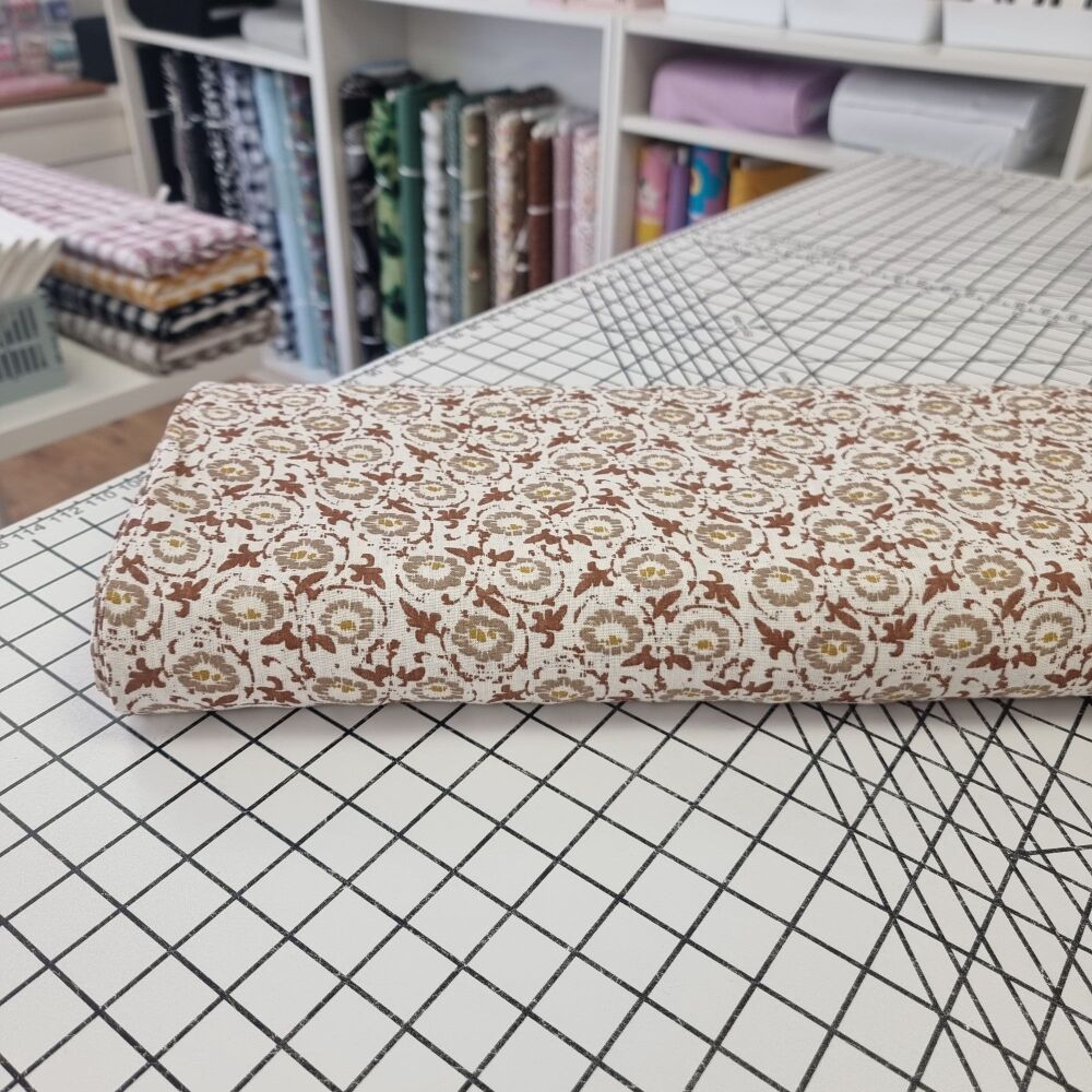 Cream Flower Stamp - Linen
