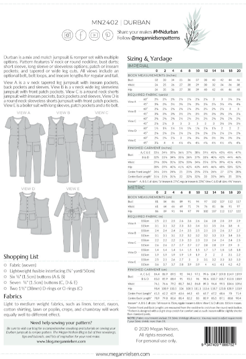 Durban Jumpsuit - Megan Nielsen Sewing Pattern
