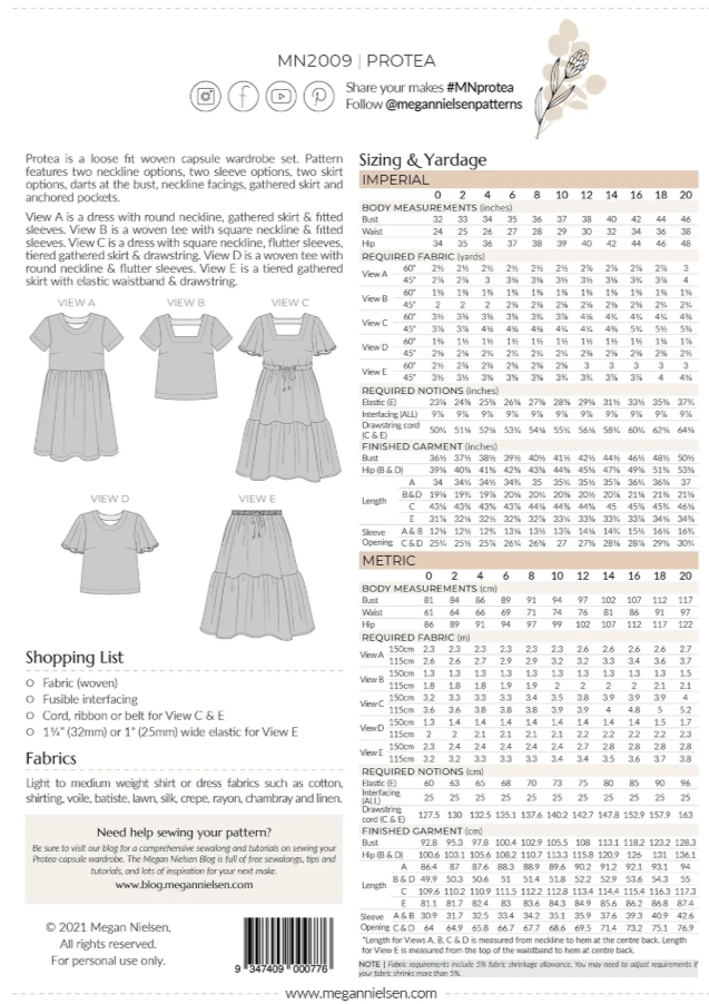 Protea Capsule Wardrobe Set - Megan Nielsen Sewing Pattern