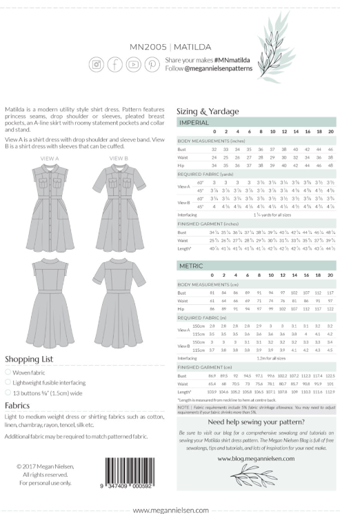 Matilda Dress - Megan Nielsen Sewing Pattern