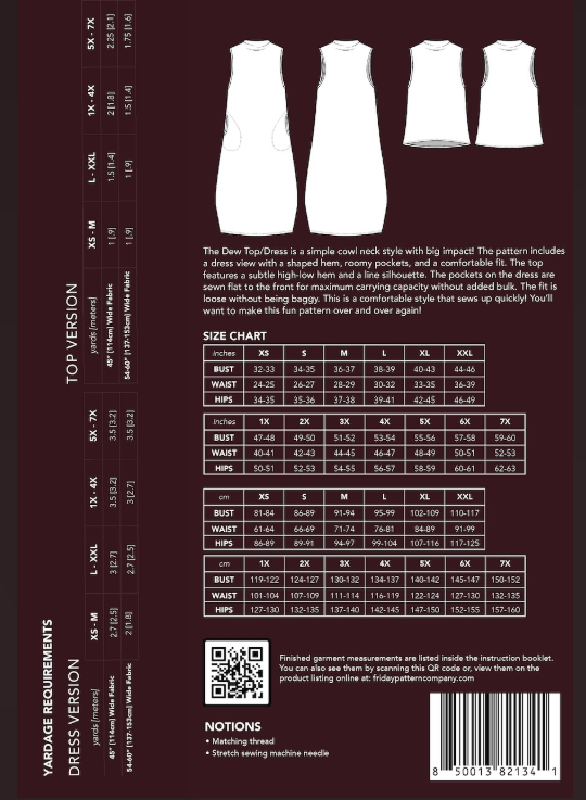 The Dew Top & Dress - Friday Pattern Company Sewing Pattern