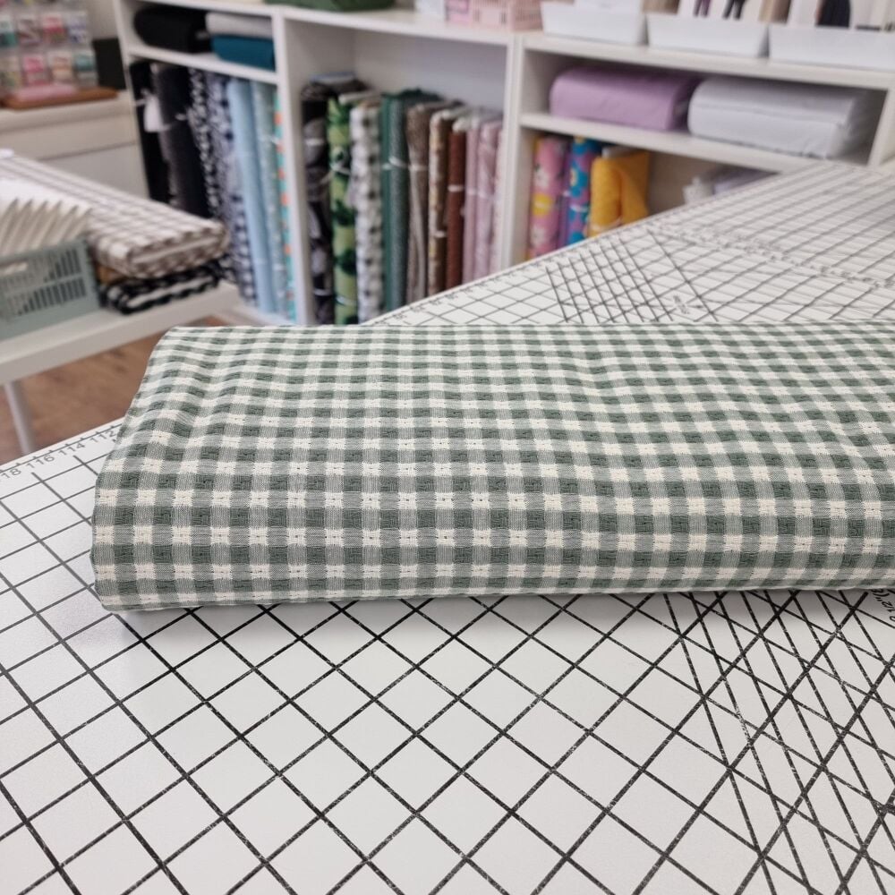 Green Gingham - Cotton Anglaise