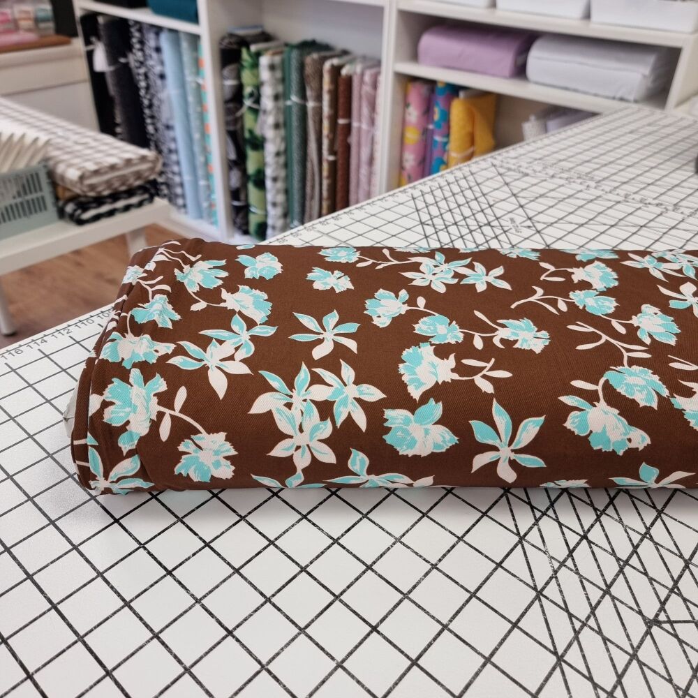 Chocolate Blossom - Viscose Twill