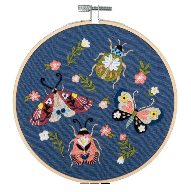 Beetles & Butterflies - Embroidery Hoop Craft Kit