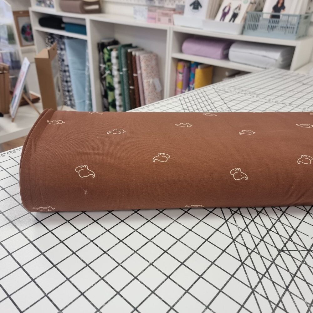 Brown Elephants - Cotton Jersey