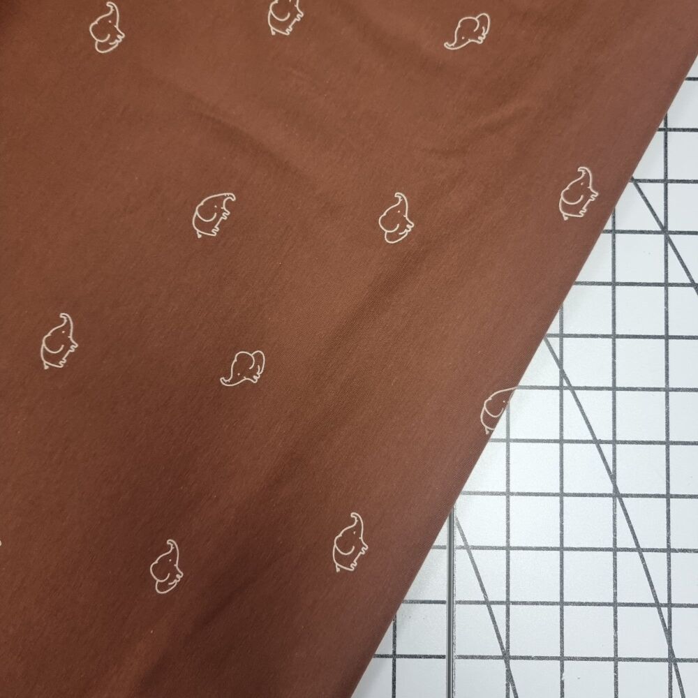 Brown Elephants - Cotton Jersey