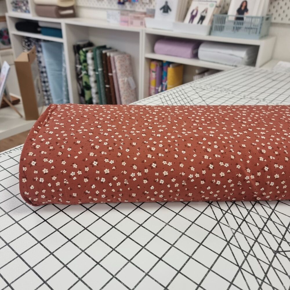 Mini Rust Flowers - Cotton Jersey