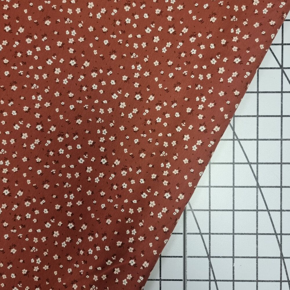Mini Rust Flowers - Cotton Jersey