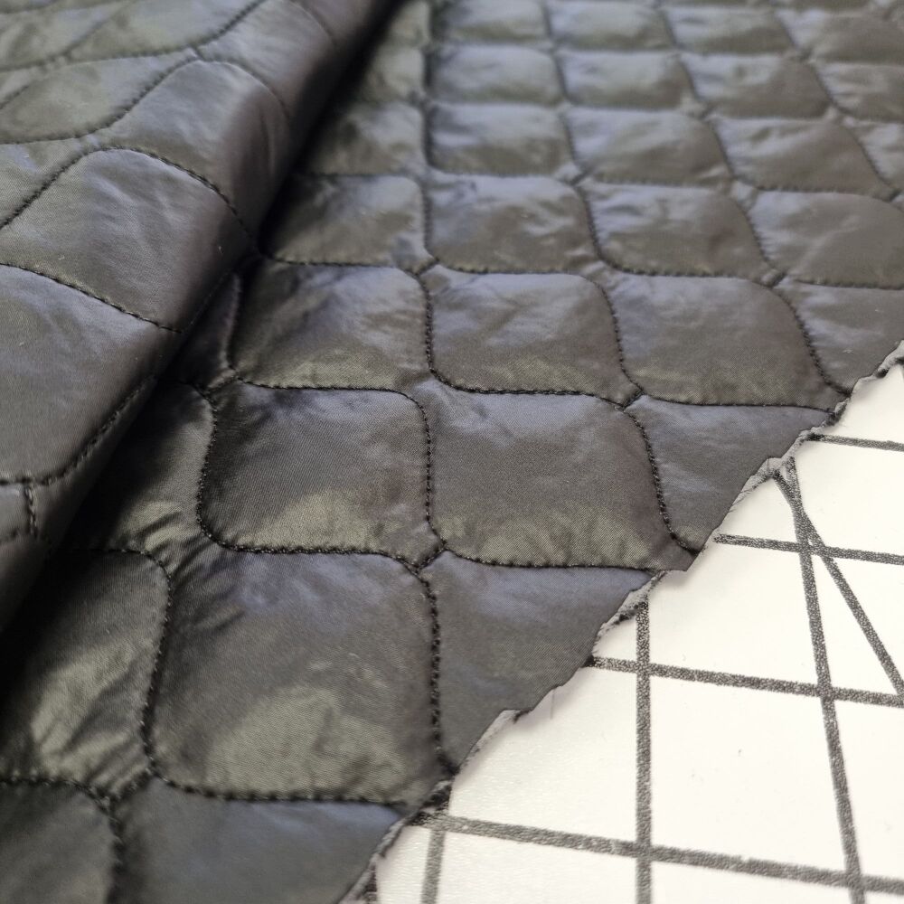 Black Fleece Backed Coating - REMNANT - 92cm x 150cm