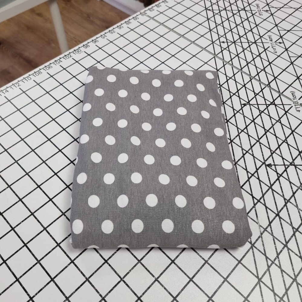 Grey Spotty Viscose Jersey - REMNANT - 125cm x 150cm