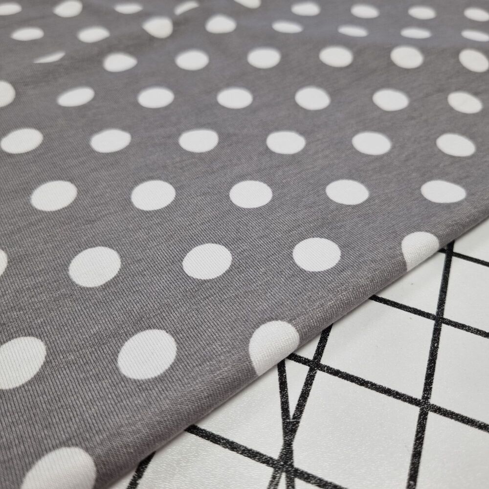 Grey Spotty Viscose Jersey - REMNANT - 125cm x 150cm