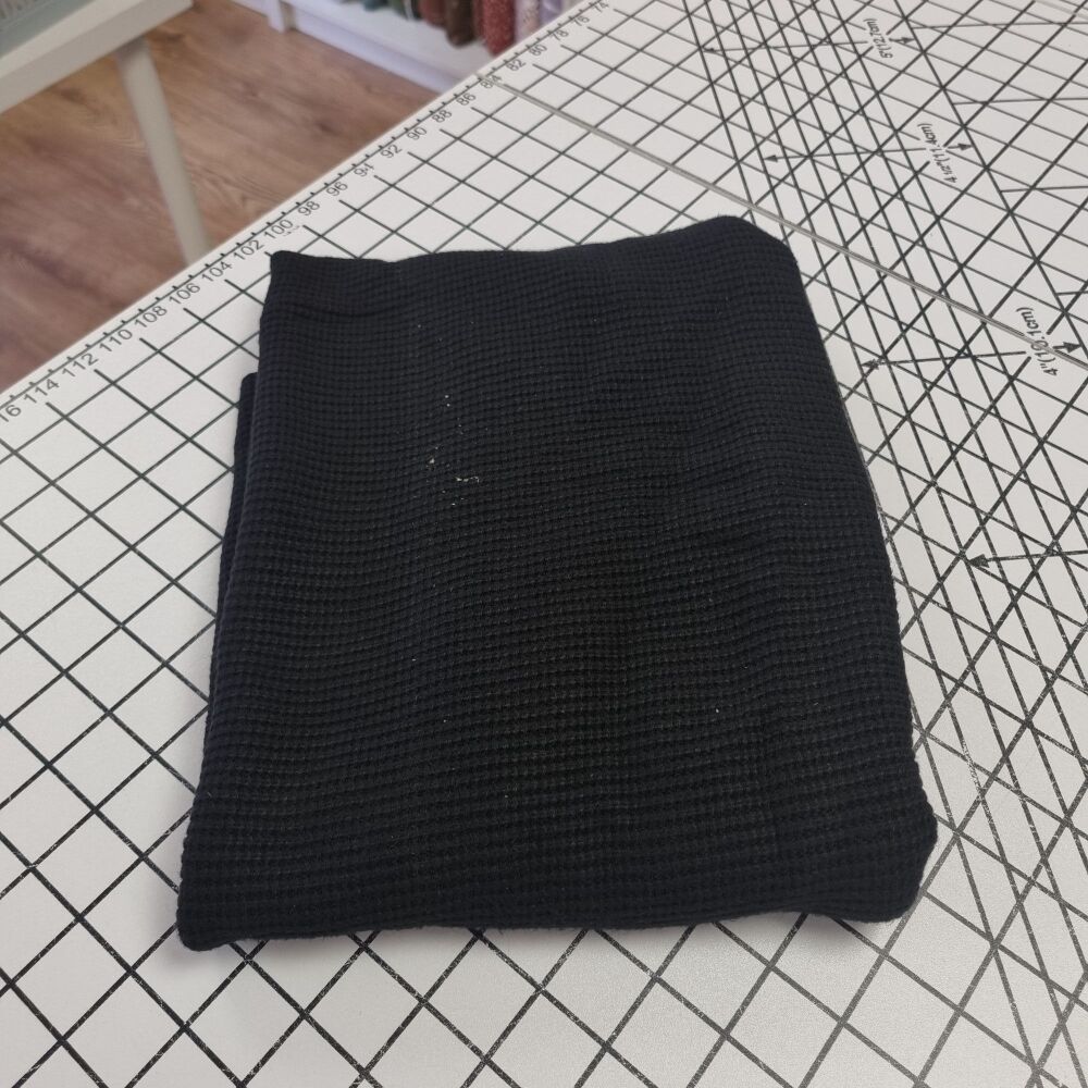 Black Knitted Sweatshirting - REMNANT - 60cm x 150cm
