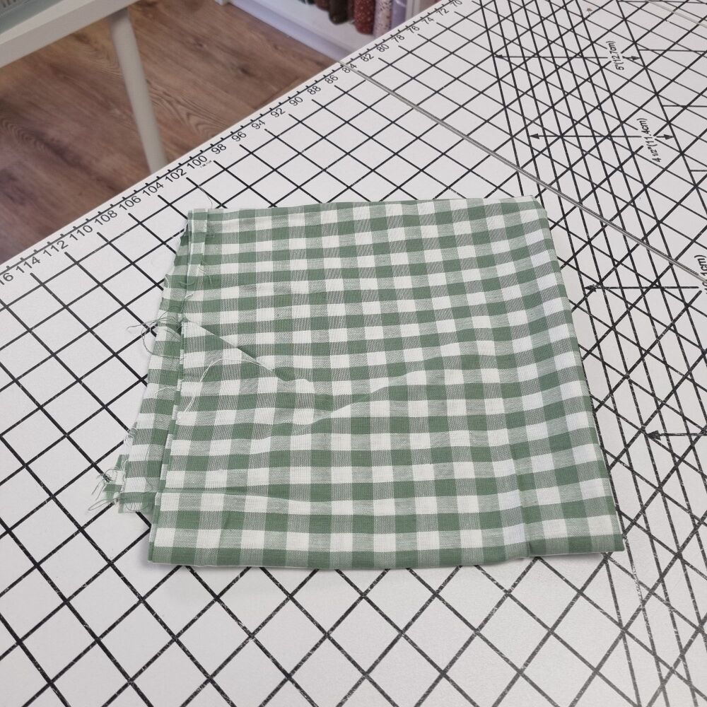 Sage Small Cotton Gingham - REMNANT - 43cm x 140cm