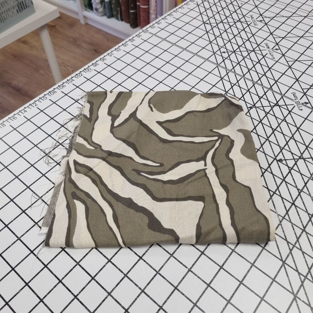 Khaki Zebra Viscose - REMNANT - 47cm x 140cm