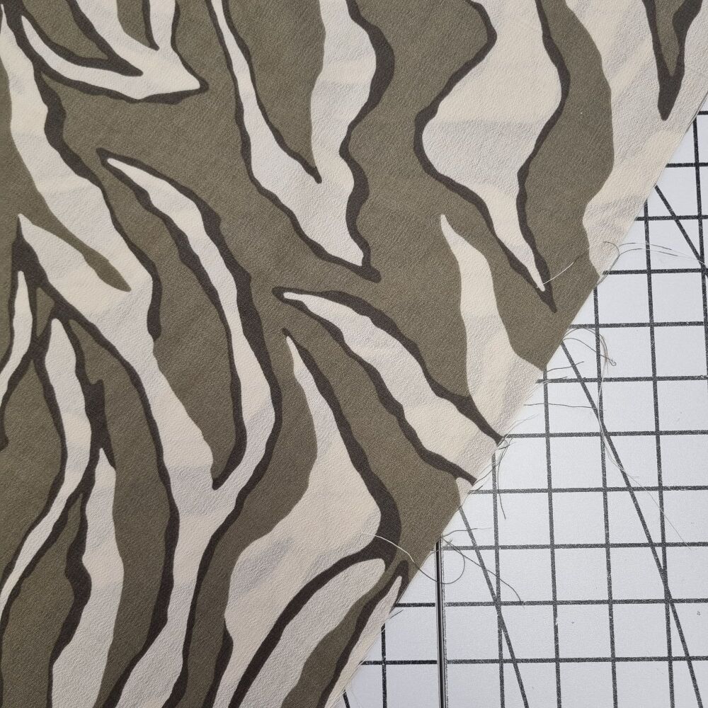 Khaki Zebra Viscose - REMNANT - 47cm x 140cm