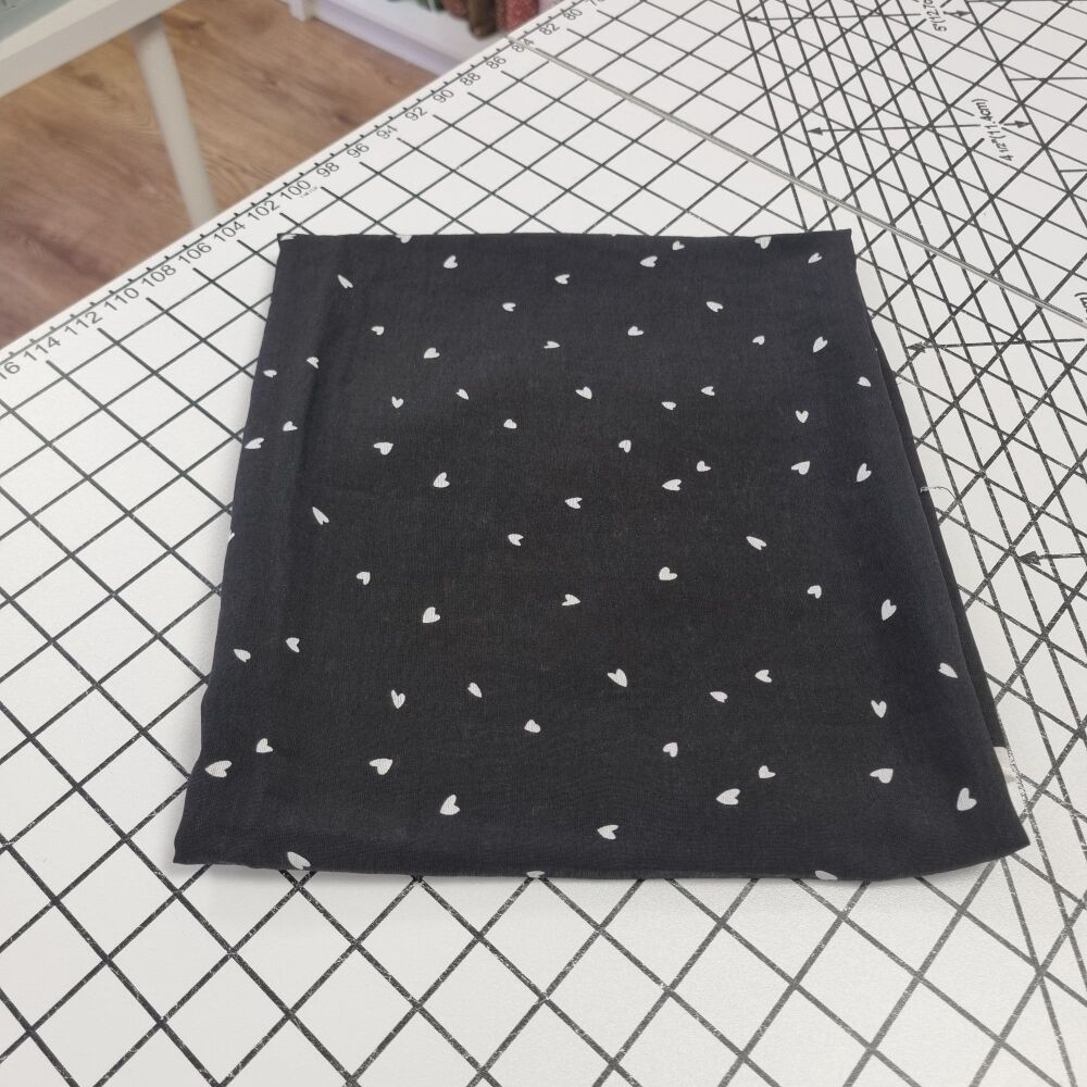 Black Hearts Viscose - REMNANT - 87cm x 140cm