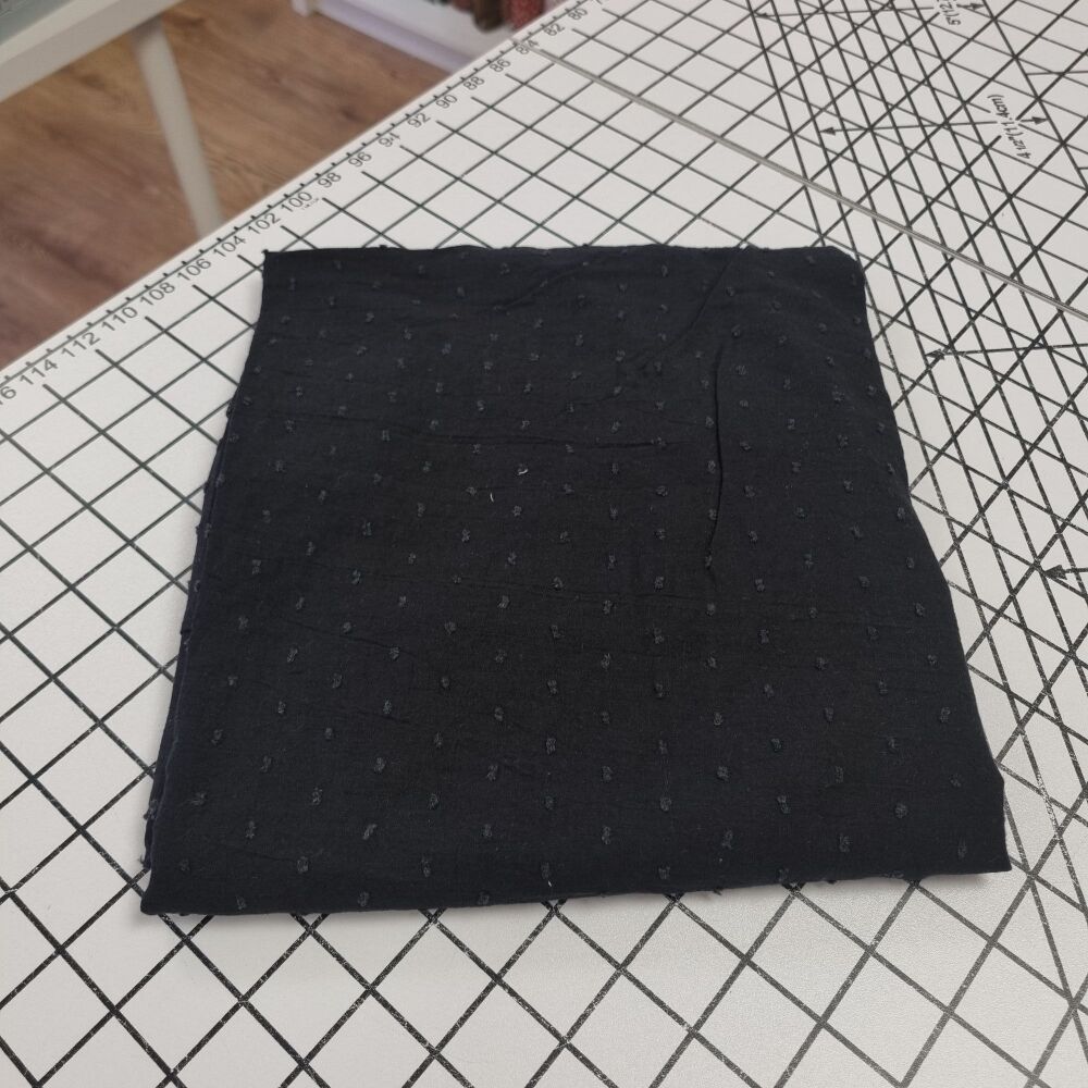 Black Cotton Dobby - REMNANT - 85cm x 140cm