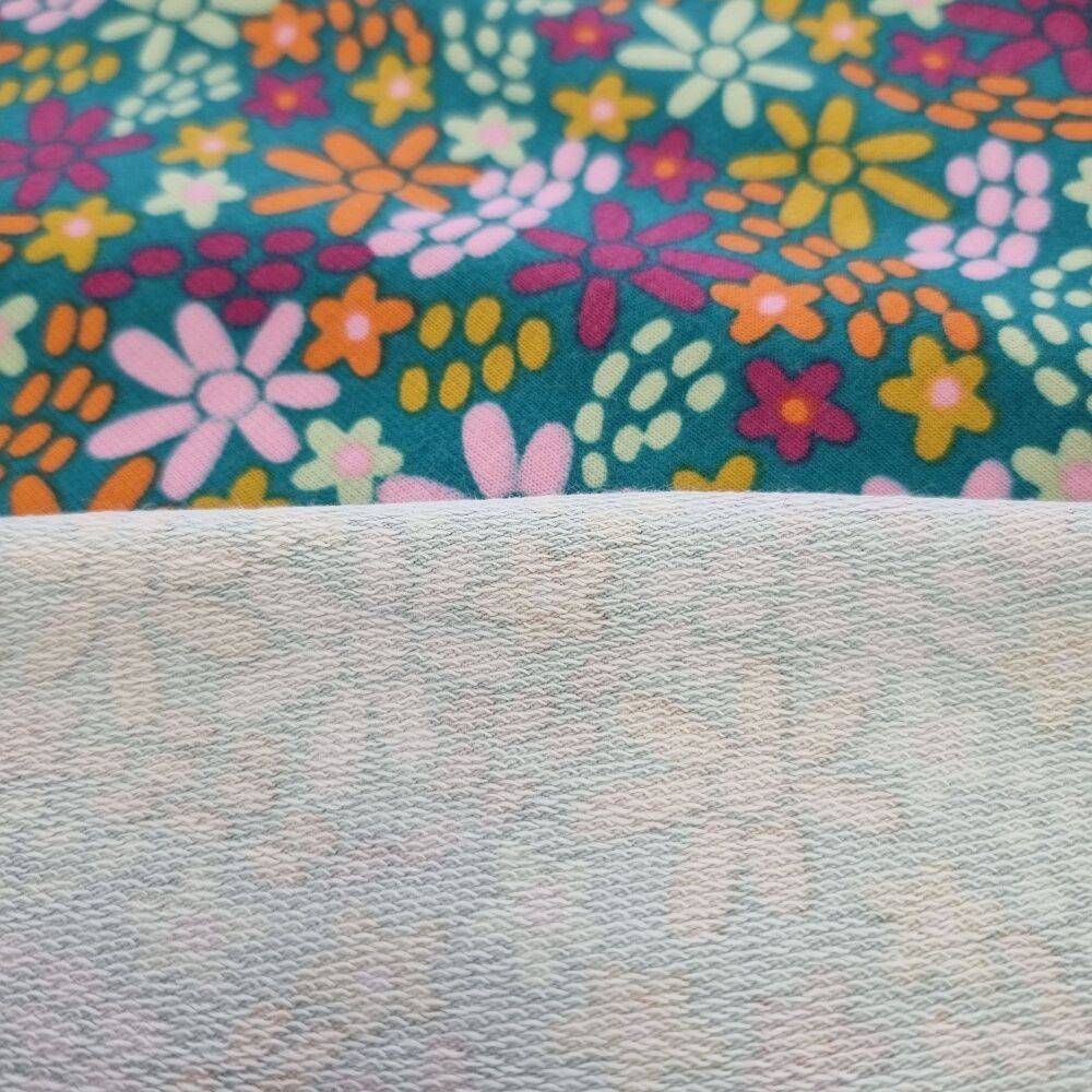 Colourful Flowers French Terry - REMNANT - 83cm x 145cm