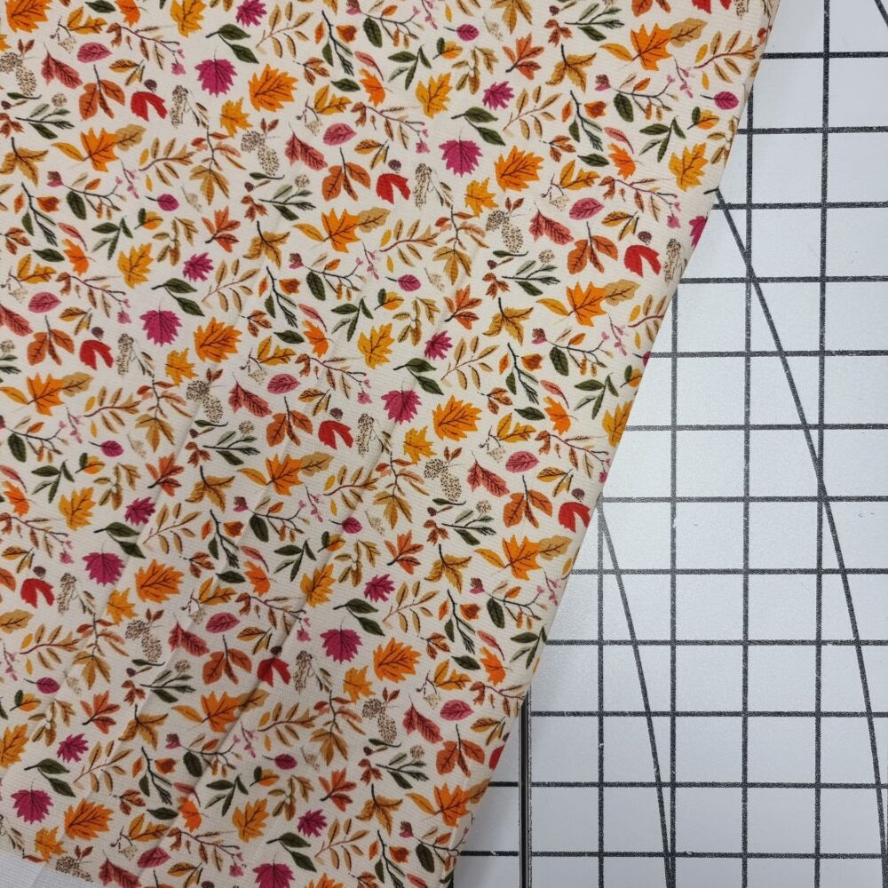 Cream Leaves - Babycord