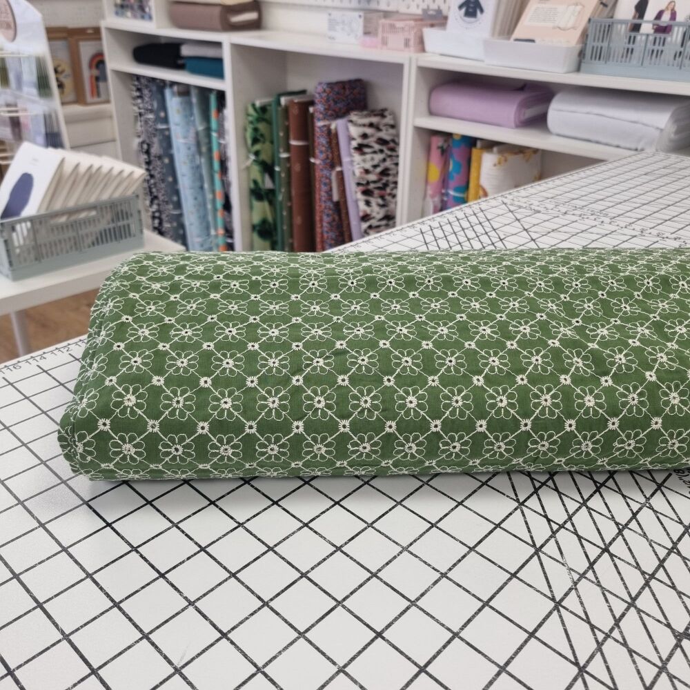 Khaki - Floral Broderie Anglaise