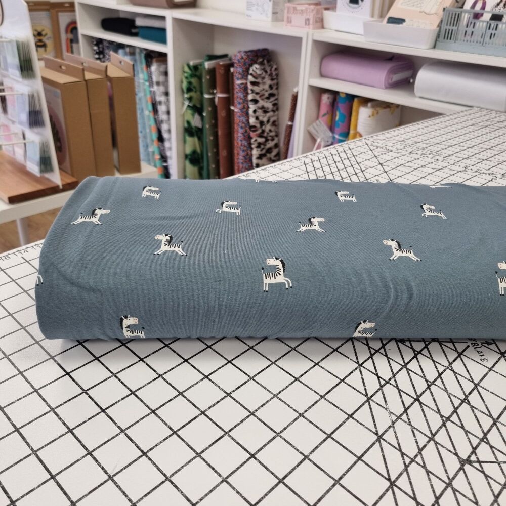 Denim Zebra - Cotton Jersey