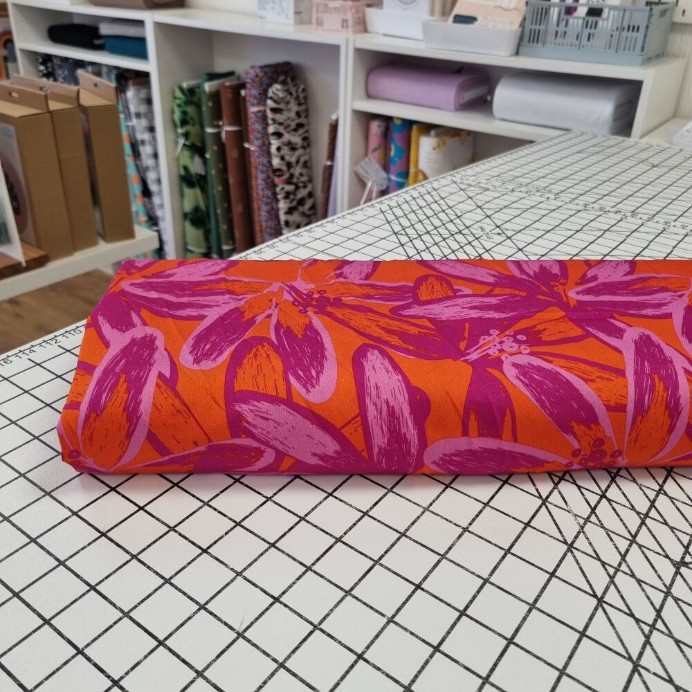 Orange Bubble Flowers - Satin