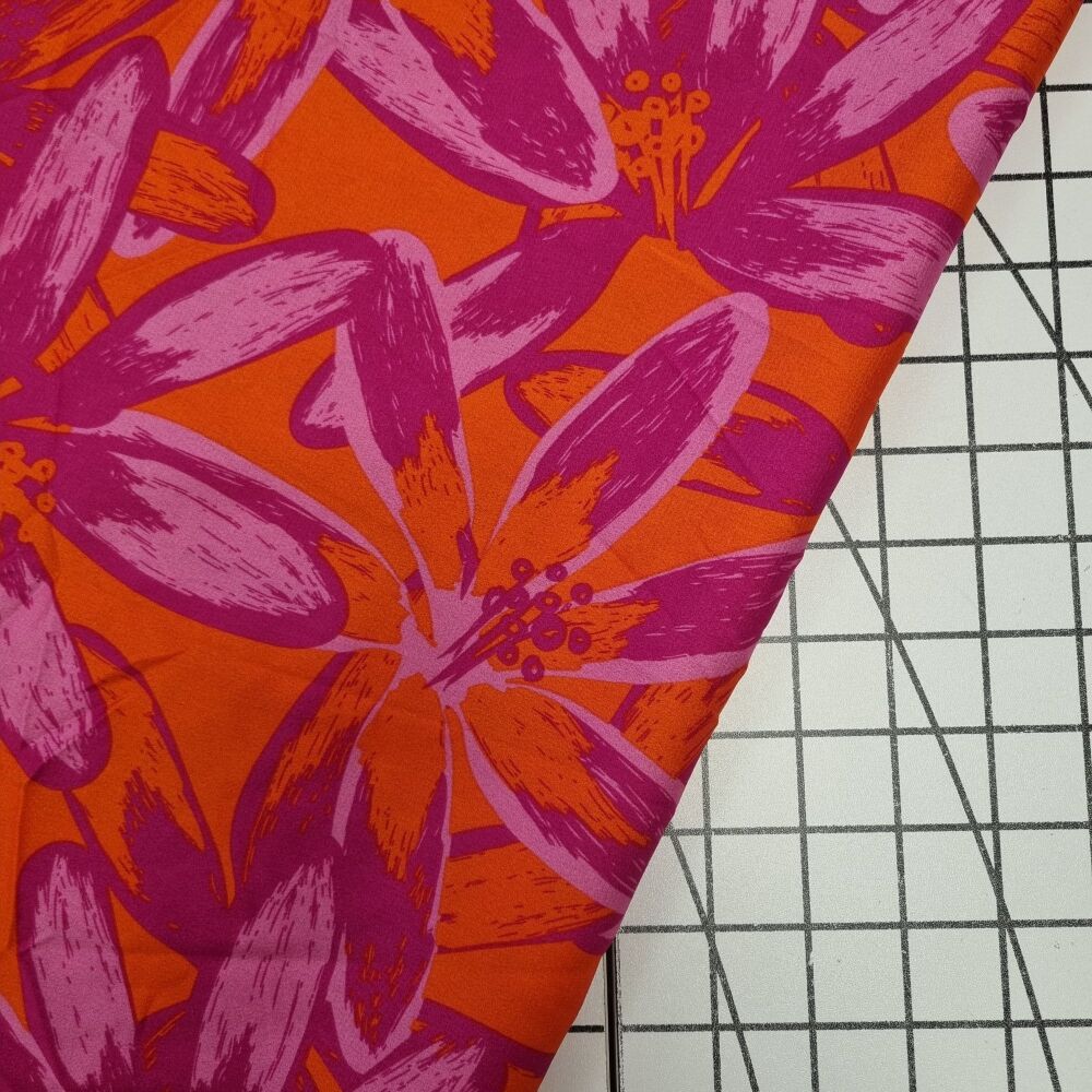 Orange Bubble Flowers - Satin