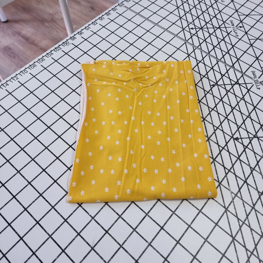 Yellow Daisy Cotton Jersey - REMNANT - 34cm x 145cm