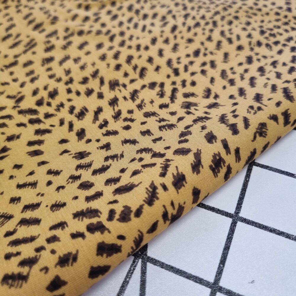 Mustard Fizzy Spots Viscose - REMNANT - 50CM X 140CM