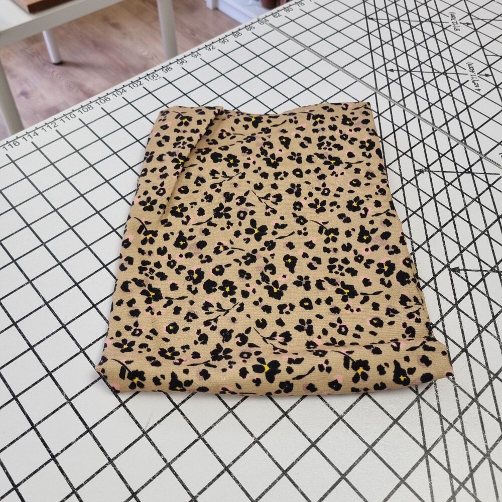 Leopard Flowers Babycord - REMNANT - 78cm x 110cm