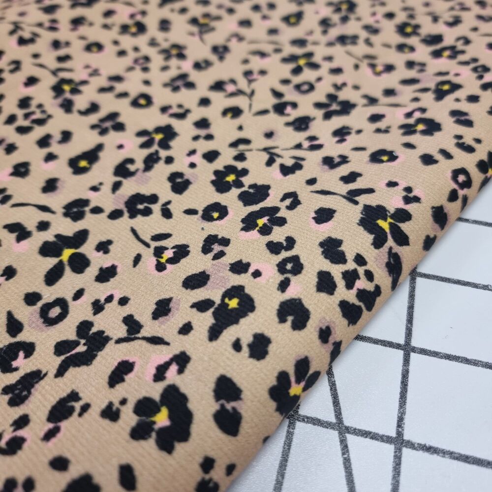 Leopard Flowers Babycord - REMNANT - 78cm x 110cm