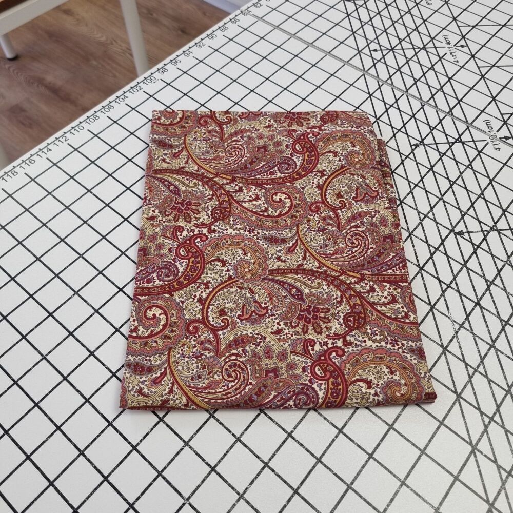 Red Paisley Cotton Poplin - REMNANT - 121cm x 112cm