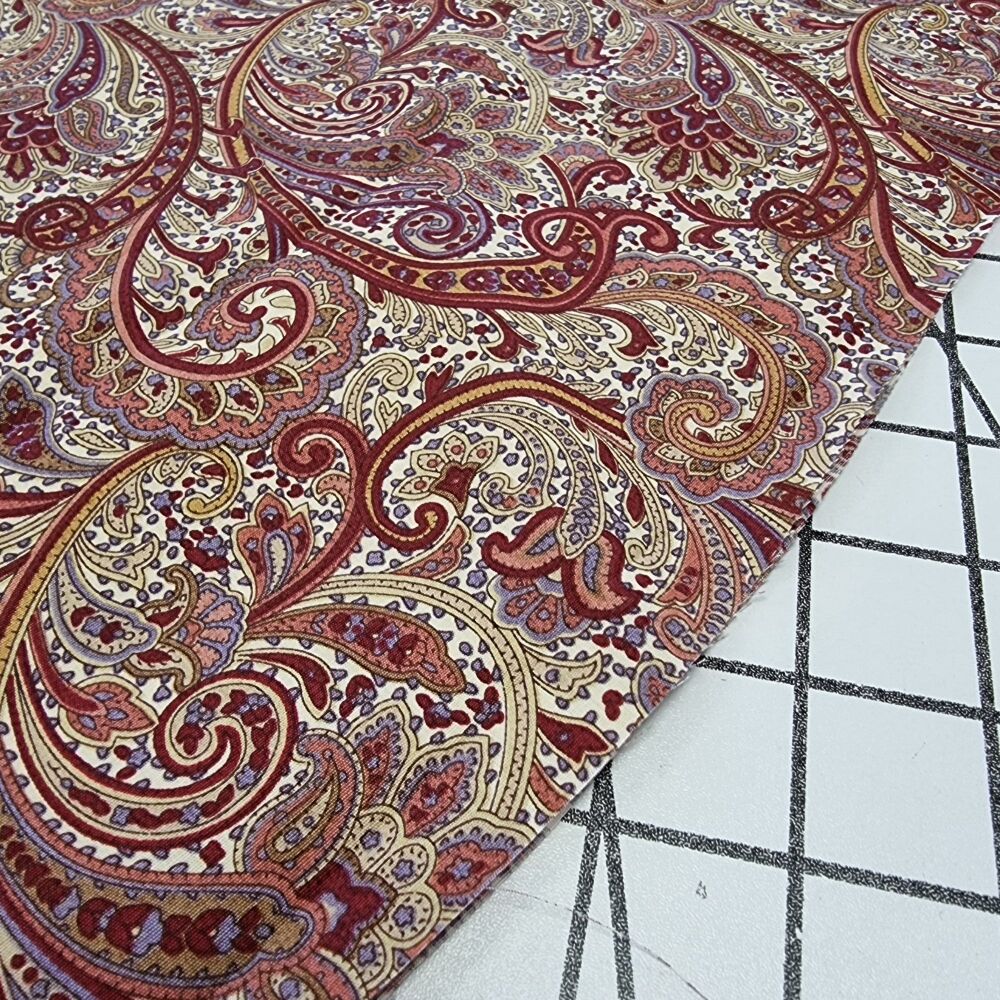 Red Paisley Cotton Poplin - REMNANT - 121cm x 112cm
