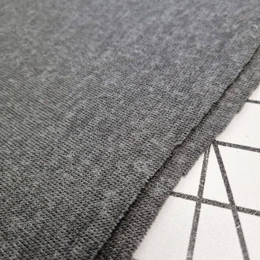 Grey Melange Viscose Knitted Jersey - REMNANT - 65cm x 155cm