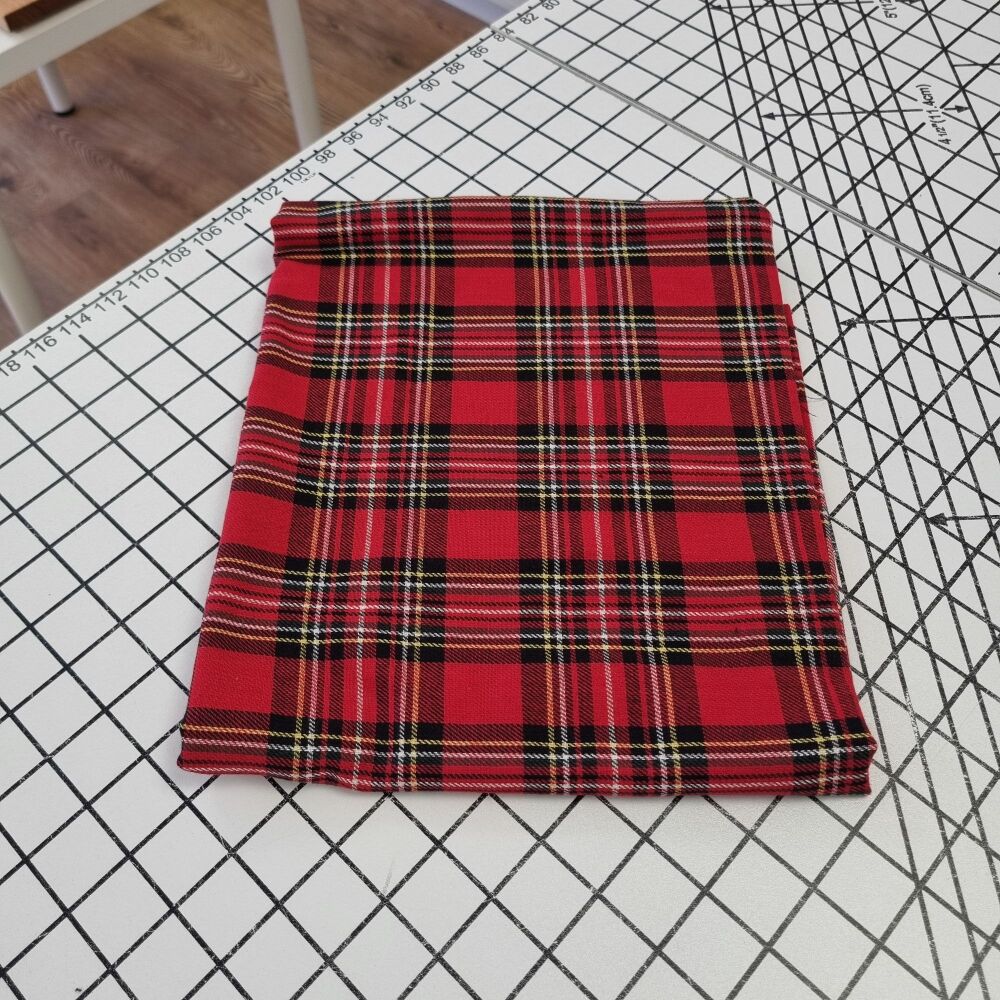Red Tartan Cotton - REMNANT - 88cm x 160cm